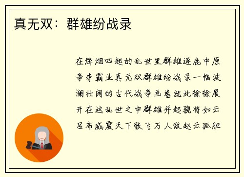 真无双：群雄纷战录